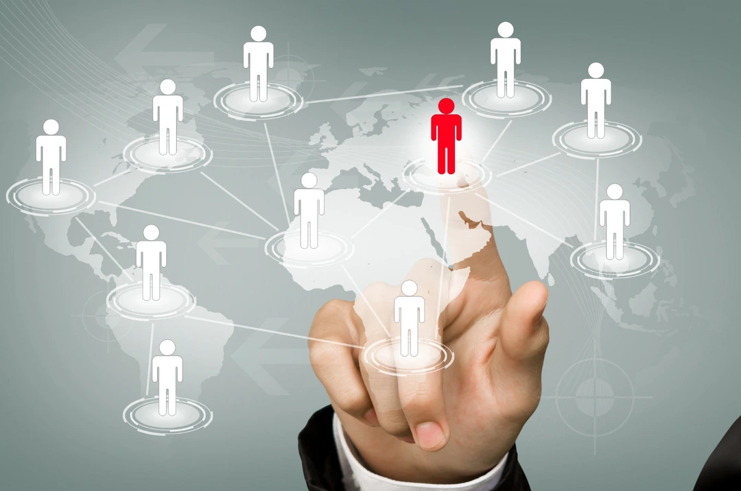 Red icon selection amid white icons representing defined customer targeting.