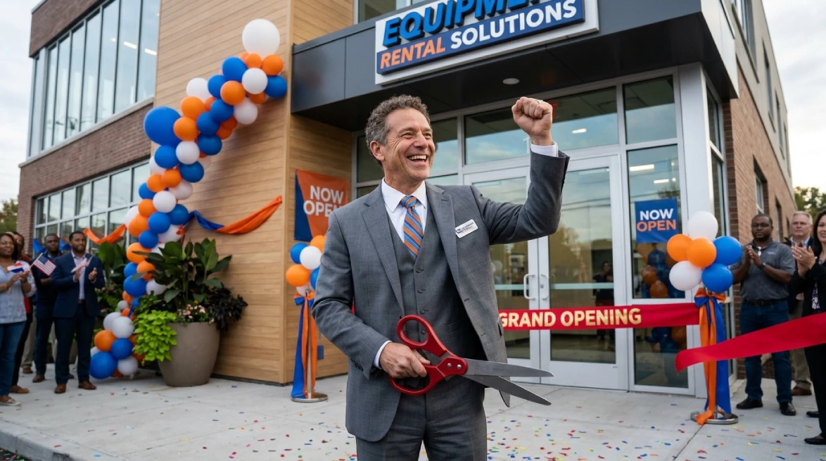 Skid steer rental business grand opening celebrating fleet expansion