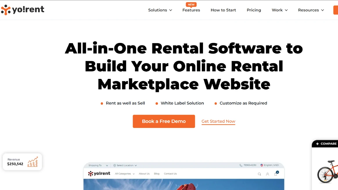 YoRent golf cart rental platform homepage